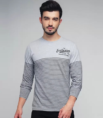 JOZMER Printed Men Round Neck Grey T-Shirt
