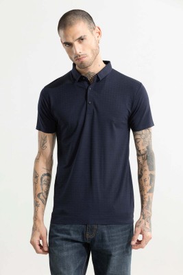 Snitch Solid Men Polo Neck Dark Blue T-Shirt