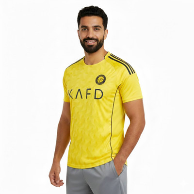 Thiva Printed Men V Neck Yellow T-Shirt