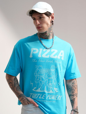 HIGHLANDER Printed Men Round Neck Blue T-Shirt