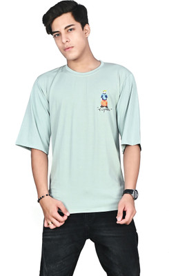 HEAVEN'S MOON Graphic Print, Printed Men Round Neck Light Green T-Shirt