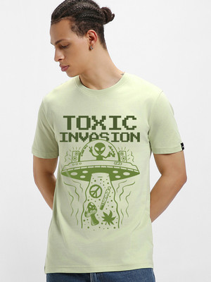 BEWAKOOF Graphic Print Men Round Neck Green T-Shirt