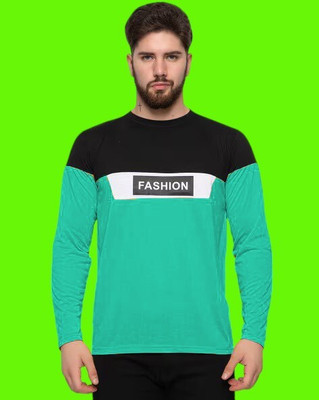 FAOES Printed, Colorblock Men Round Neck Green T-Shirt