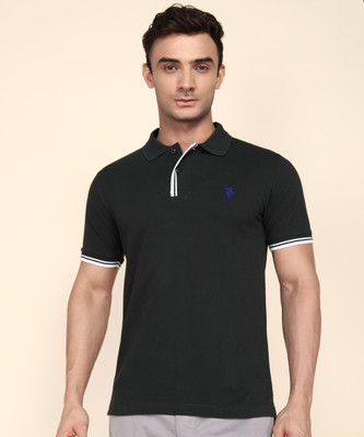 U.S. POLO ASSN. Solid Men Polo Neck Light Green T-Shirt
