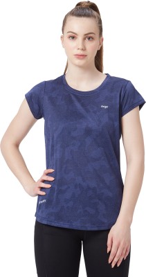 BERGE Self Design Women Round Neck Dark Blue, Navy Blue T-Shirt