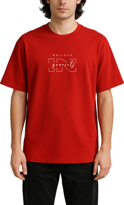Buddy Collection Printed Men Round Neck Red T-Shirt