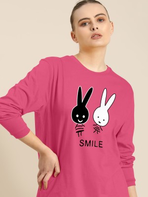 G7 COLLECTION Printed Women Round Neck Pink T-Shirt