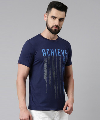 METRONAUT Printed Men Round Neck Dark Blue T-Shirt