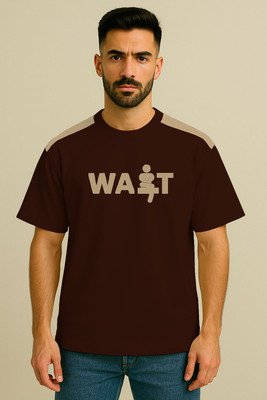 Culish Trend Printed Men Round Neck Brown T-Shirt