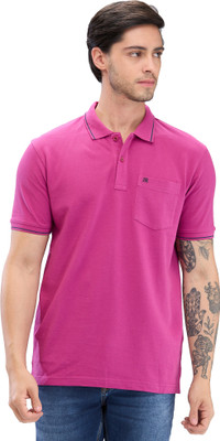 Raymond Solid Men Polo Neck Purple T-Shirt