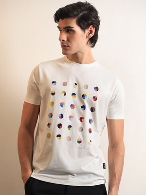 RARE RABBIT Printed Men Round Neck White T-Shirt