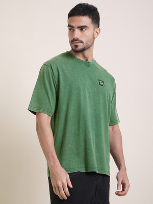 DIFFERENCE OF OPINION Printed Men Round Neck Dark Green T-Shirt