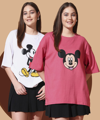 DISNEY by DreamBe Graphic Print Women Round Neck Multicolor T-Shirt