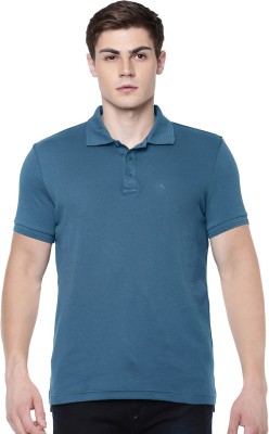 Ramraj Cotton Solid Men Polo Neck Dark Blue T-Shirt