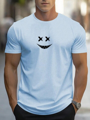 Vmens99 Printed Men Round Neck Light Blue T-Shirt