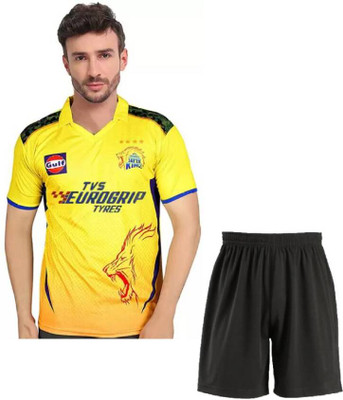 MSV Printed, Typography Men Polo Neck Yellow T-Shirt