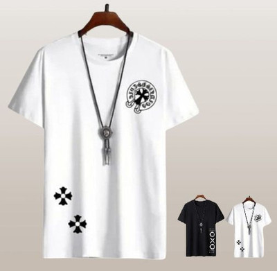 stylesmyth Printed Men Round Neck Black, White T-Shirt