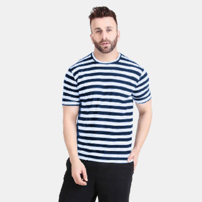 FASHLOOK Striped Men Round Neck Multicolor T-Shirt