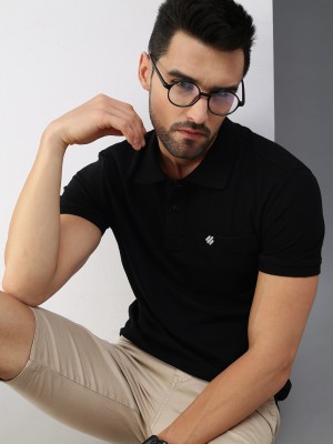 ONN Solid Men Polo Neck Black T-Shirt