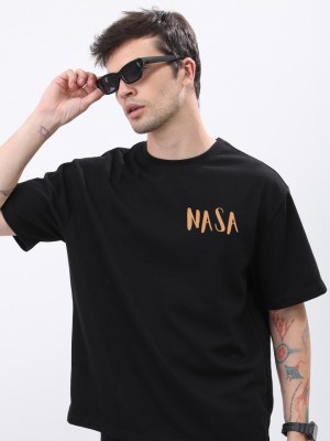 PP Vastram Printed, Typography Men Round Neck Black T-Shirt