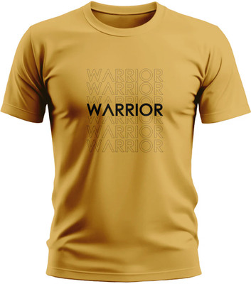Warriorworld Typography Men Round Neck Yellow T-Shirt