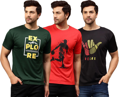 Garmin Printed Men Round Neck Multicolor T-Shirt