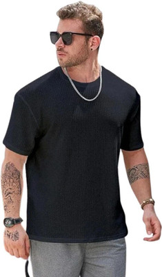 COPEHHI Solid Men Round Neck Black T-Shirt