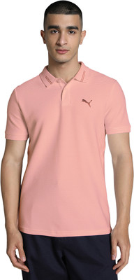 PUMA Solid Men Polo Neck Pink T-Shirt