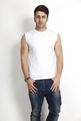 Trendfull Solid Men Round Neck White T-Shirt