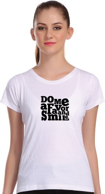 APEX Typography Women Round Neck White T-Shirt