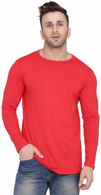 Money Leaf Solid Men Round Neck Red T-Shirt