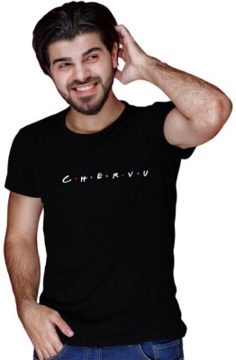 epheriwala Typography Men Round Neck Black T-Shirt