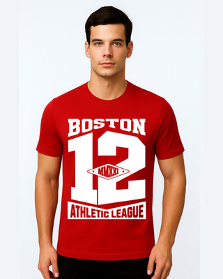 VORITLO Graphic Print Men Round Neck Red T-Shirt