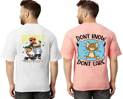 xpecto style Printed Men Round Neck White, Pink T-Shirt
