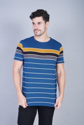 JUGAADISM Striped Men Round Neck Multicolor T-Shirt