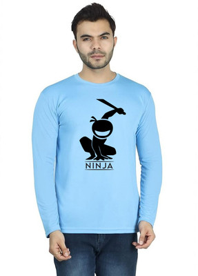 LV CARE Printed Men Round Neck Blue T-Shirt