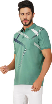 PRORIDERS Printed Men Polo Neck Light Green T-Shirt