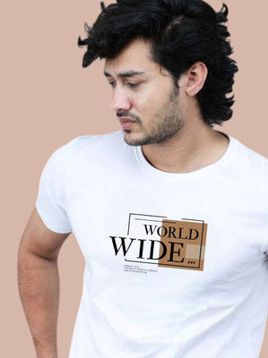 KRYONIX Printed Men Round Neck White T-Shirt