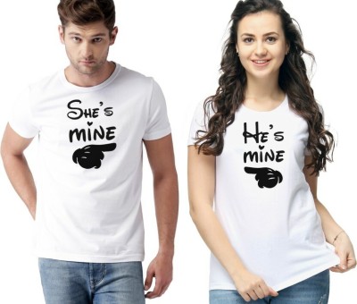 GPGX Printed Couple Round Neck White T-Shirt