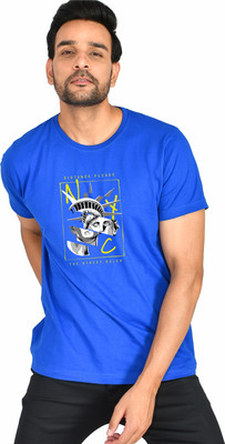 Burundi Blu Printed, Typography Men Round Neck Dark Blue T-Shirt