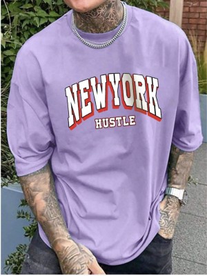 Garimaknitwear Printed Men Round Neck Purple T-Shirt