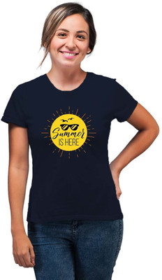 SmarTee Street Printed Women Round Neck Blue T-Shirt