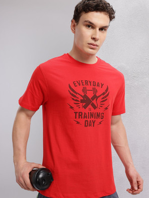 HRX by Hrithik Roshan Printed Men Round Neck Red T-Shirt