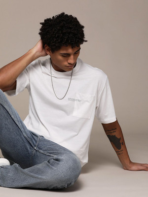 Roadster Solid Men Round Neck White T-Shirt