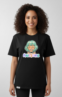 Bold And Brave Graphic Print, Solid Women Round Neck Black T-Shirt