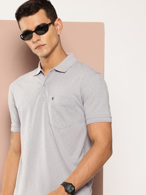UNIBERRY Solid Men Polo Neck Grey T-Shirt