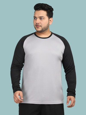 Sztori Colorblock, Solid Men Round Neck Silver T-Shirt