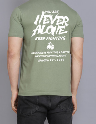 WOOSTRO Printed Men Round Neck Green T-Shirt