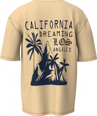 Hello Swanky Printed Men Round Neck Beige T-Shirt