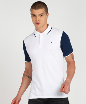 KILLER Colorblock Men Polo Neck White T-Shirt